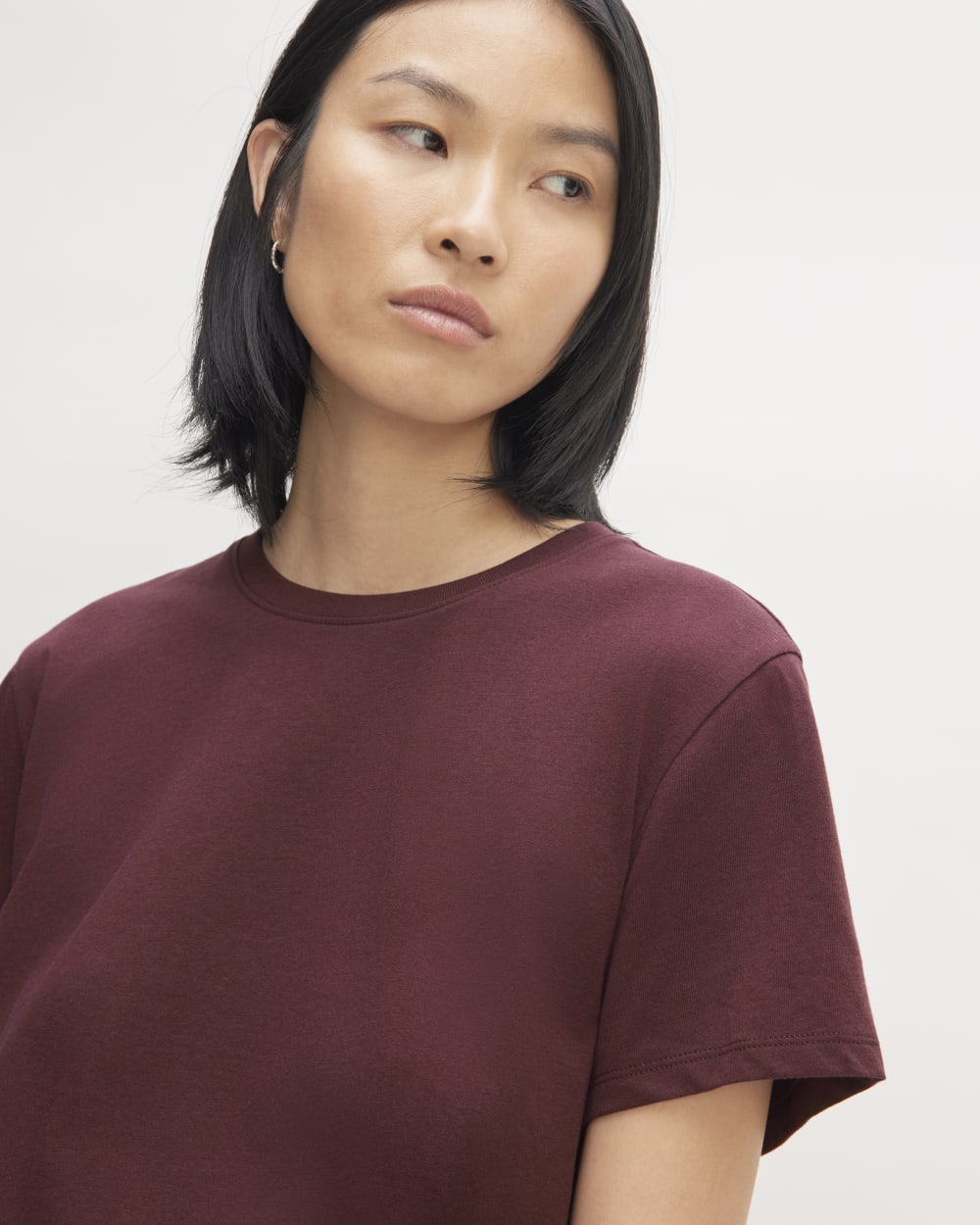 The Box-Cut Tee in Essential Cotton | Burgundy | No Pocket - Image 3