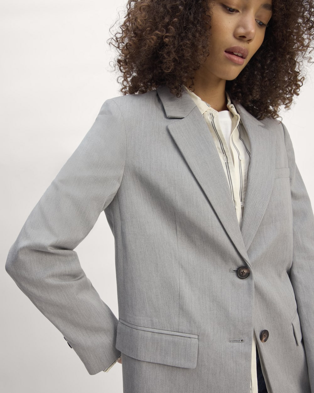 The Oversized Blazer in Buttersmooth | Heather Steel - Image 4