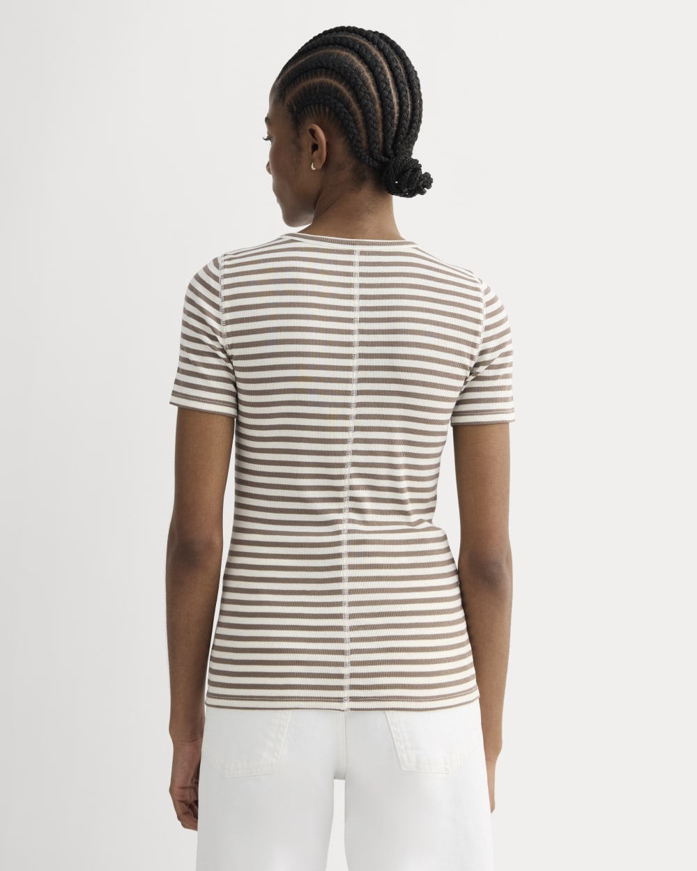 The Luxe Rib Crew | Bone / Deep Taupe - Image 4