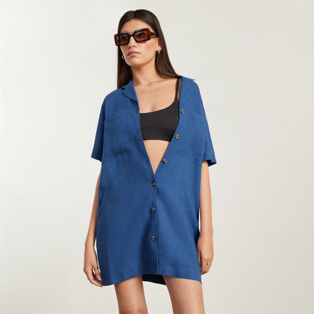 The Linen Workwear Dress | Deep Blue - Image 6