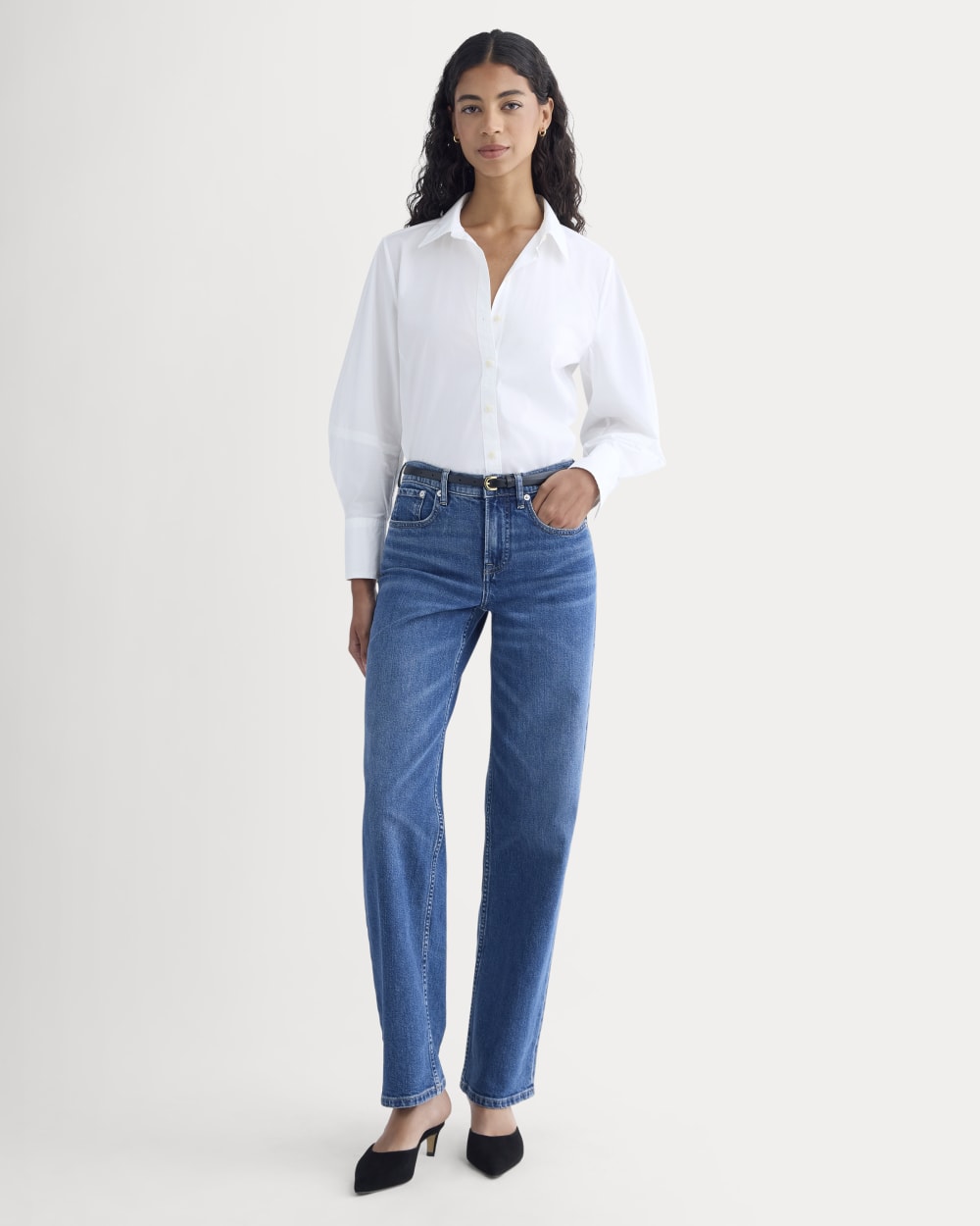 Lantern-Sleeve Shirt in Lightweight Cotton | White - Image 3