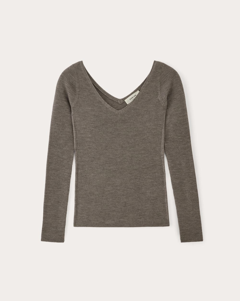 The Off-Shoulder Top in Ultrasoft Merino | Heather Cocoa - Image 2