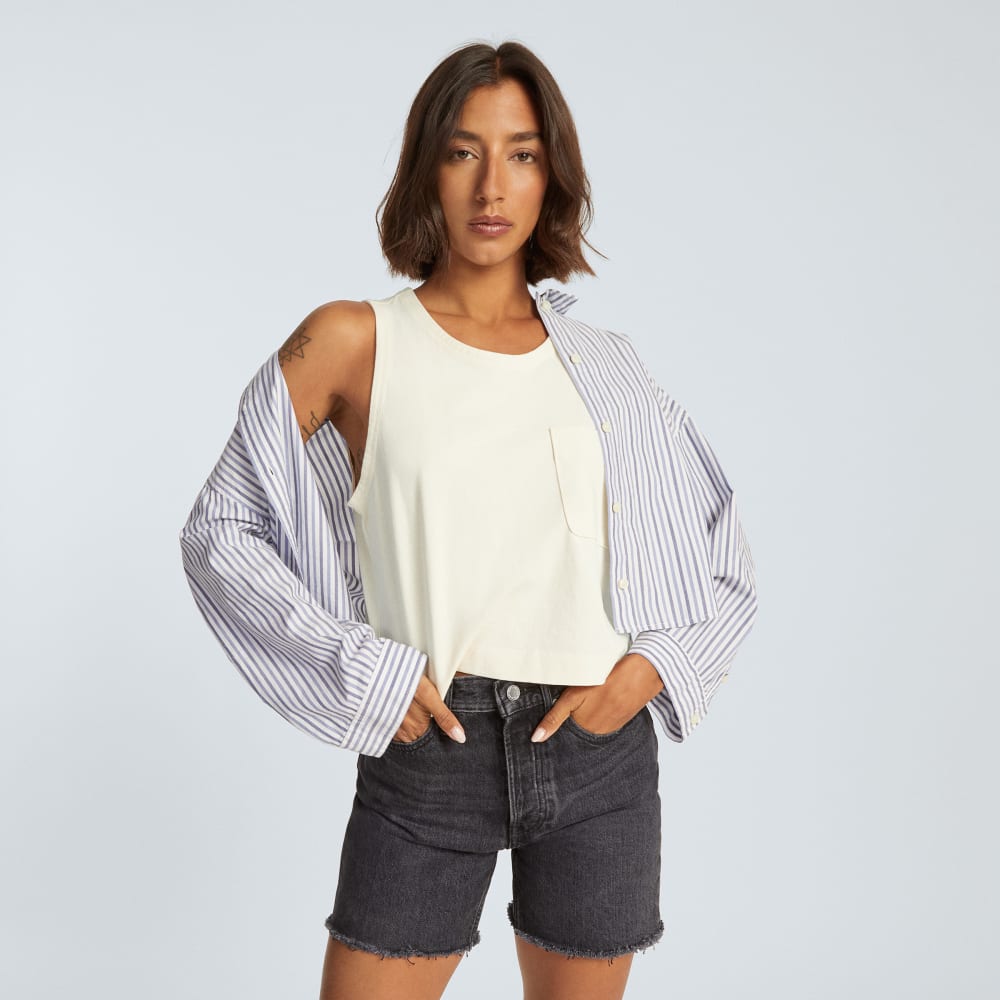 The Premium Weight Cropped Pocket Tank | Canvas - Image 4