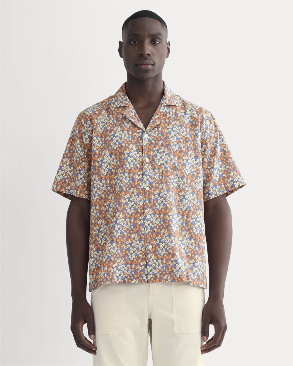 The Textured Resort Shirt | Soft Cobalt Floral