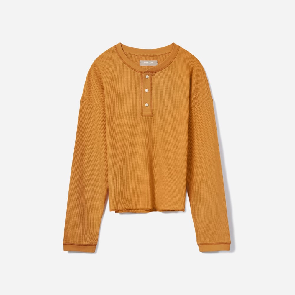 The Organic Cotton Waffle Henley | Burnt Orange