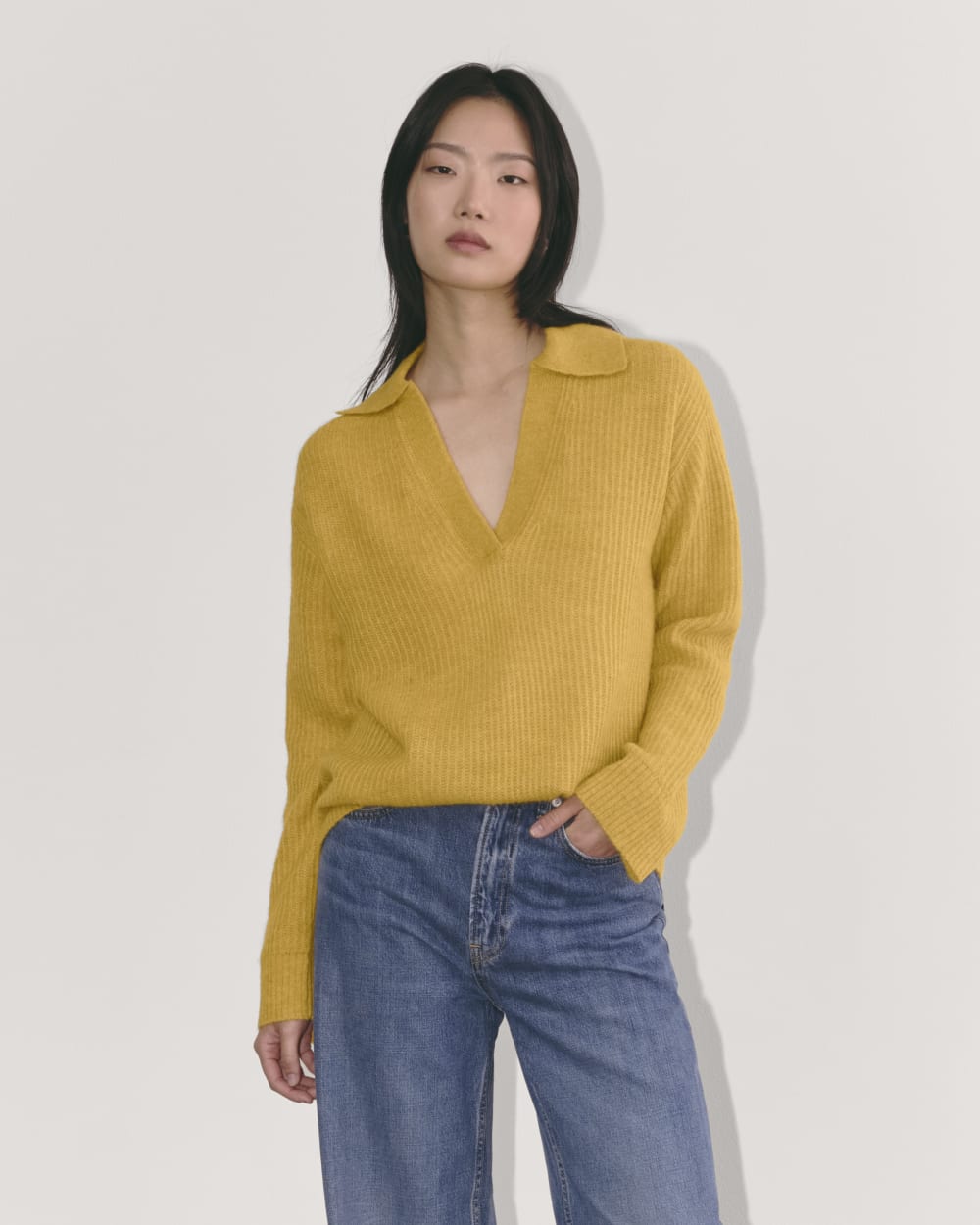 The Oversized Polo in Alpaca | Golden Yellow