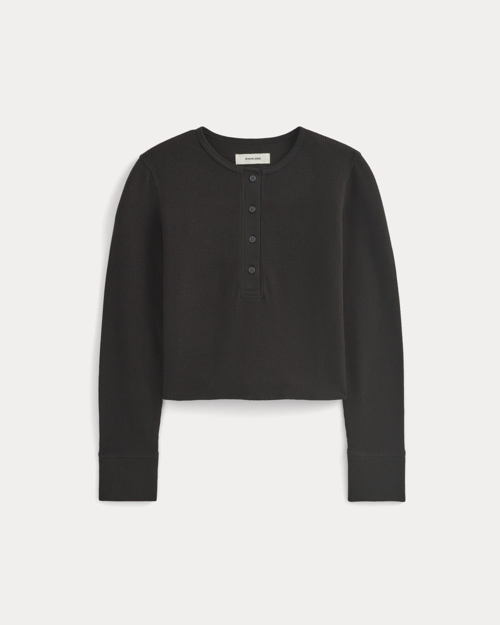 Boxy Henley in Cozy Waffle | Black - Image 2