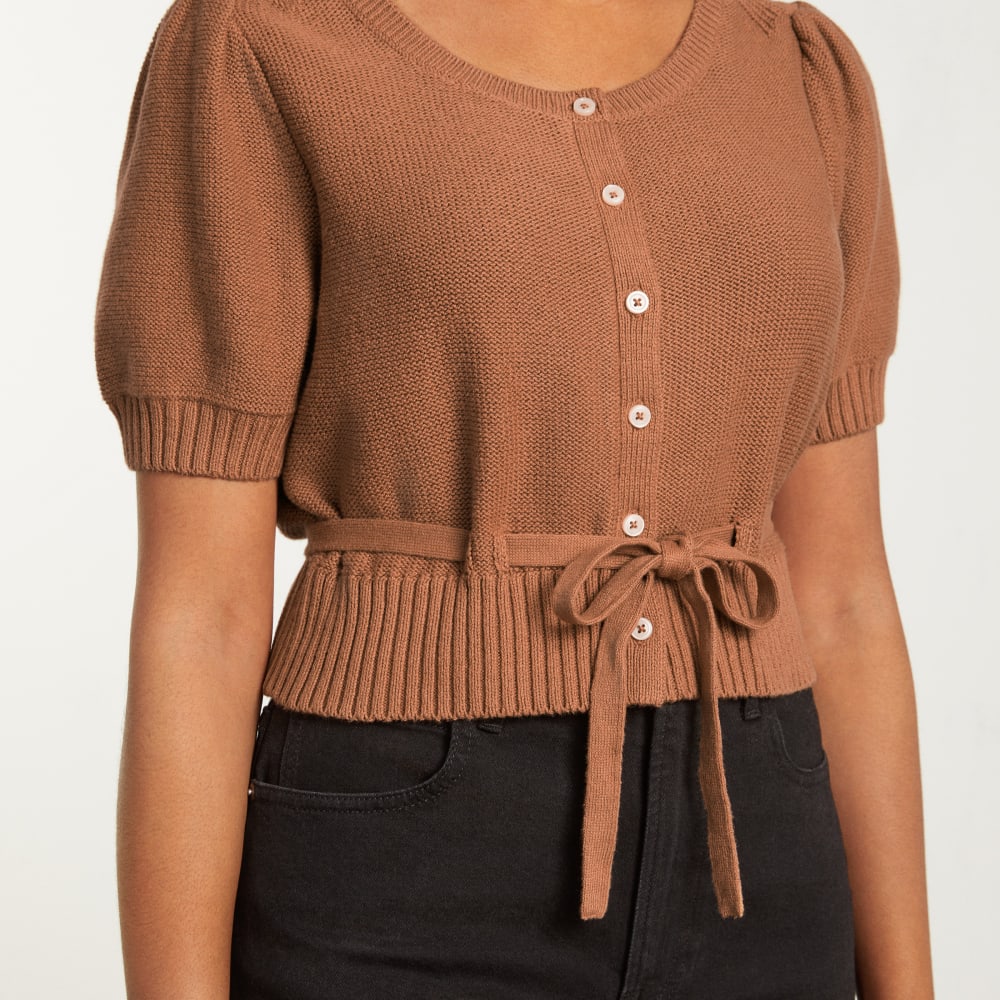 The Puff Sleeve Sweater Top | Tawny Brown - Image 5