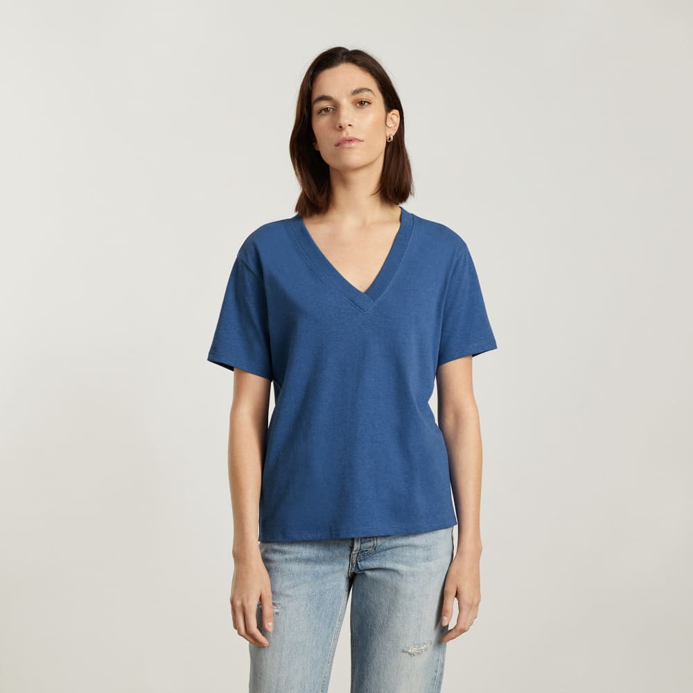 The Vintage V-Neck Hemp Tee | Deep Blue - Image 2