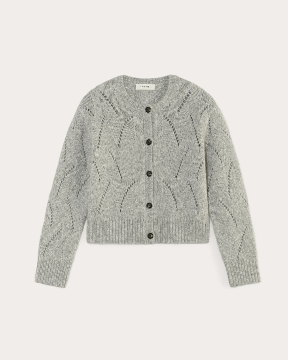 The Pointelle Cardigan in Cloud | Heather Grey - Image 2