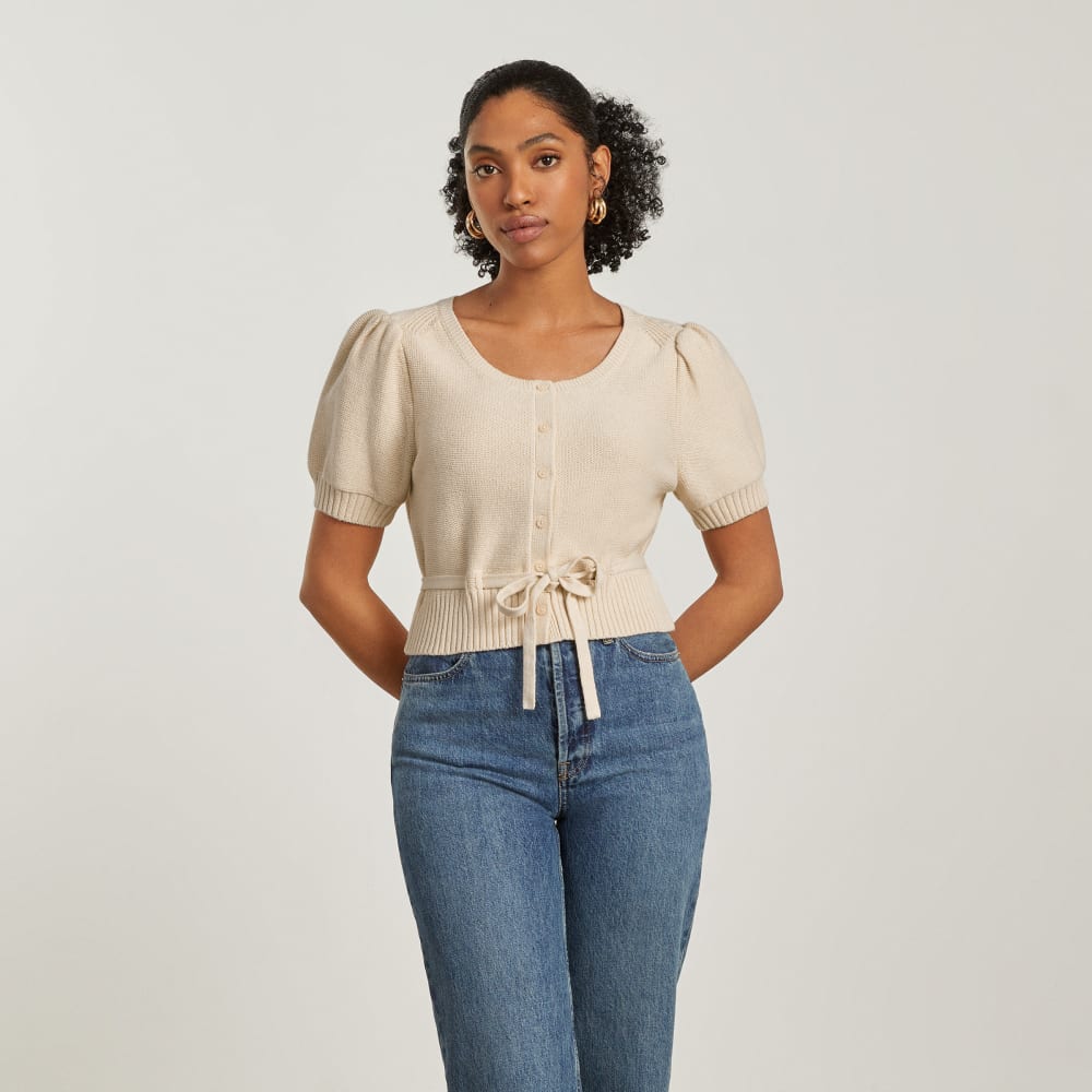 The Puff Sleeve Sweater Top | Parchment - Image 2
