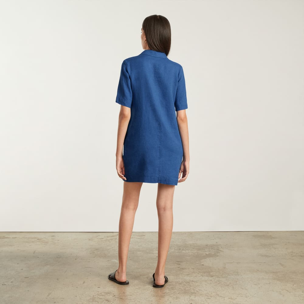 The Linen Workwear Dress | Deep Blue - Image 3