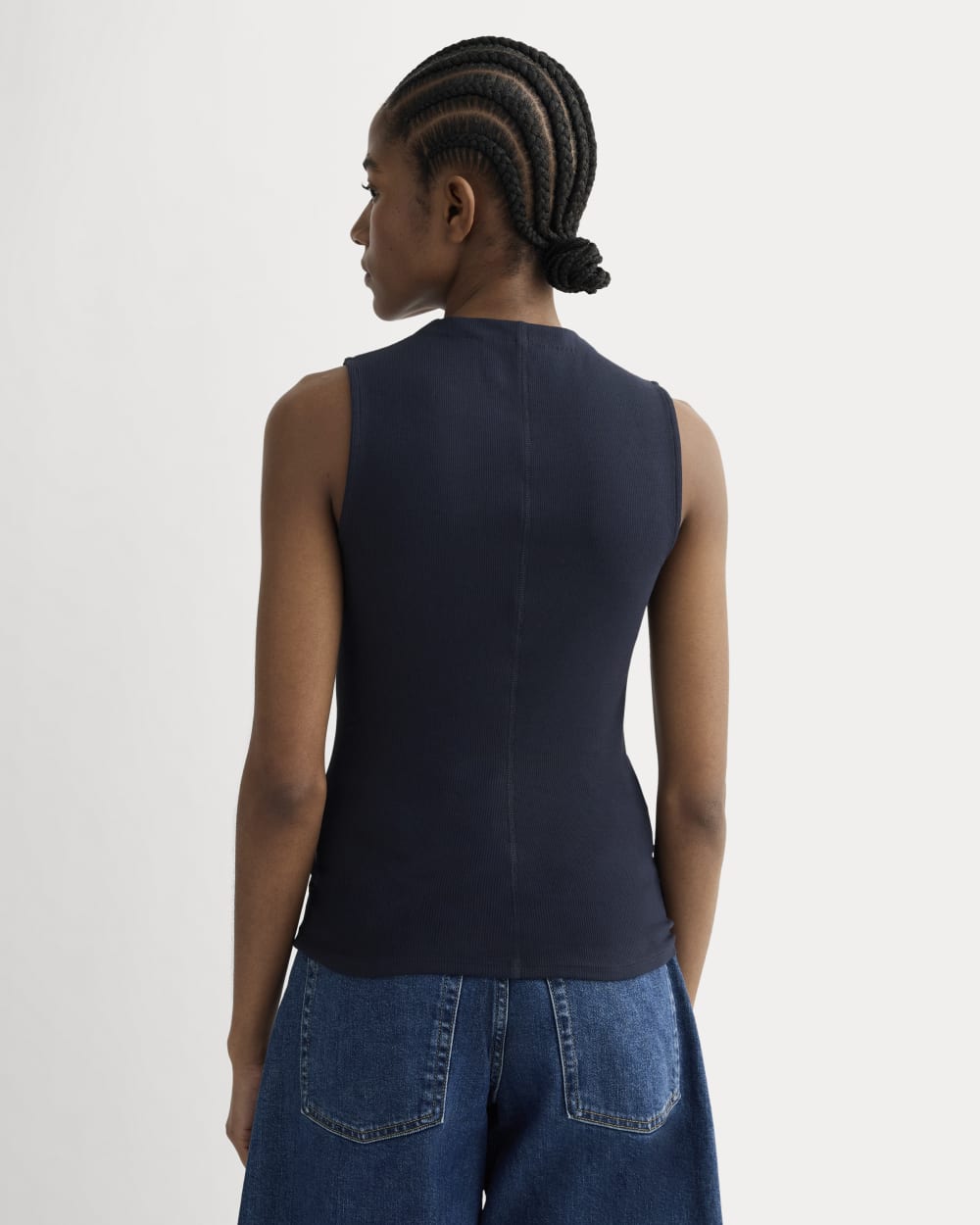The Luxe Rib Funnel-Neck Tank | Navy - Image 5