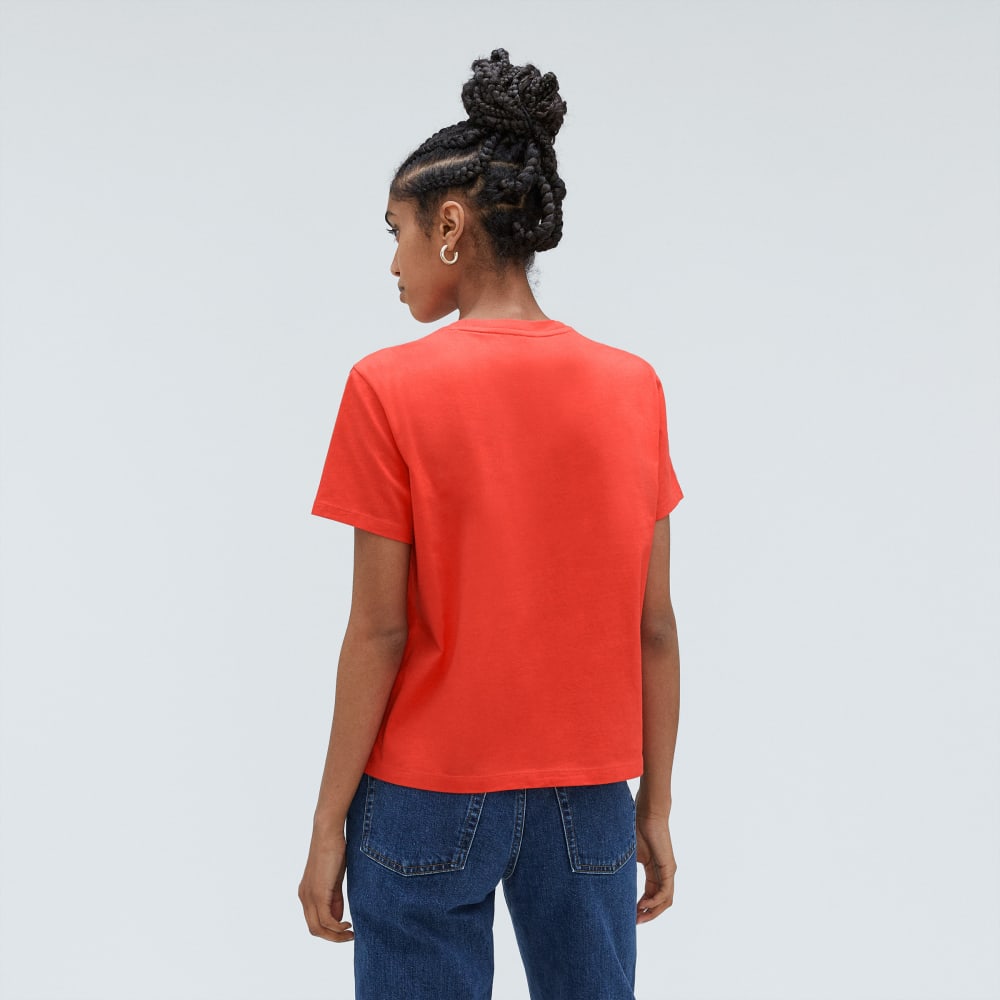The Box-Cut Tee in Essential Cotton | Red Orange | No Pocket - Image 2