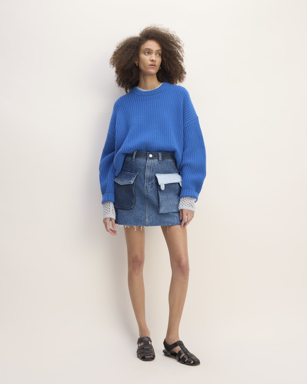 The Everlane x Marques' Almeida Denim Patchwork Mini Skirt | Diamond Blue - Image 3