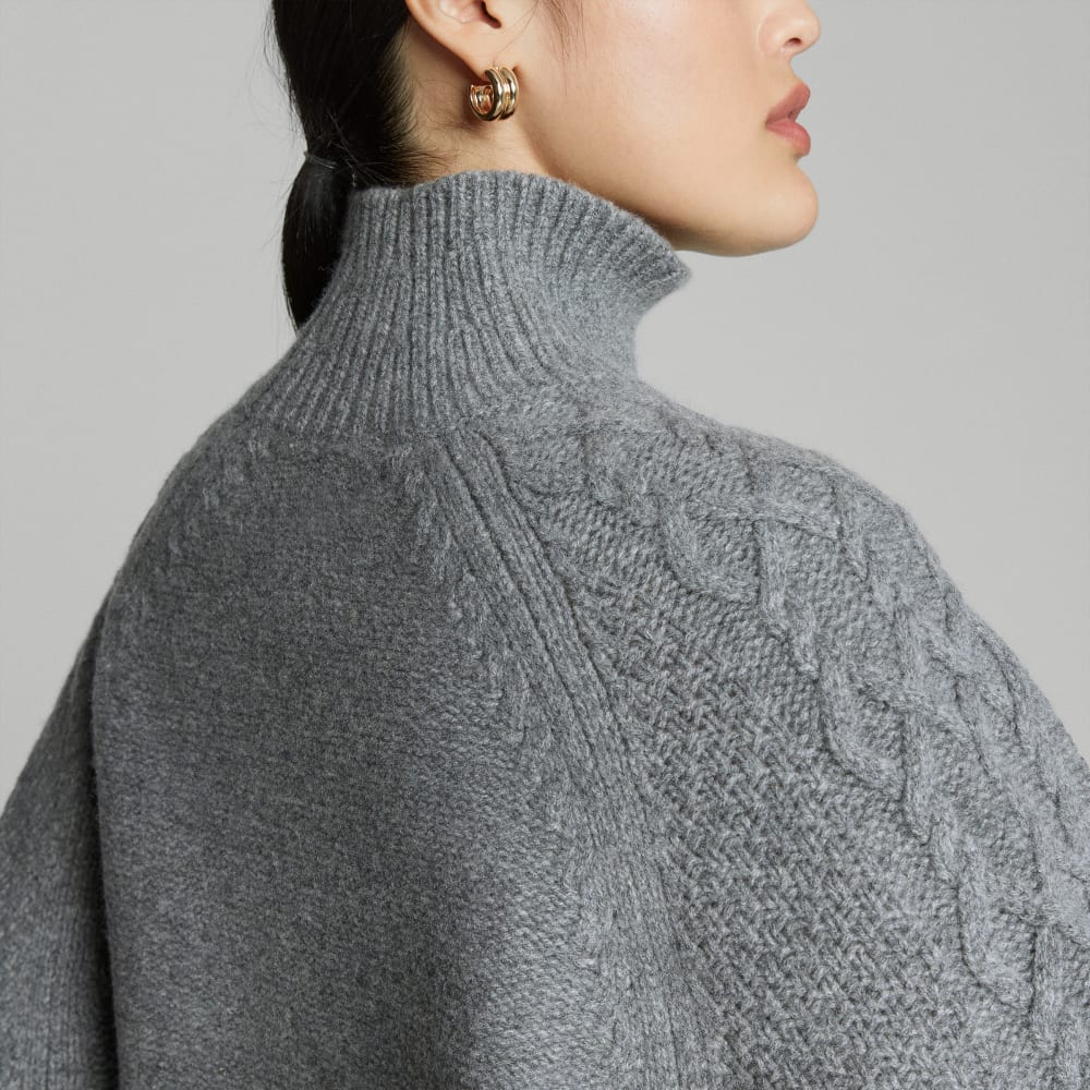 The Felted Merino Cable Sweater | Heathered Mid-Grey - Image 5