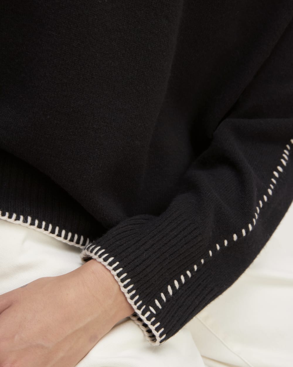 The Good Merino Wool Crewneck Sweater | Black / Buttermilk - Image 5