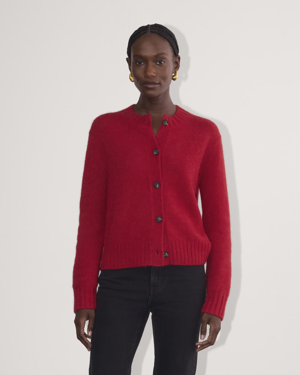 The Crew Cardigan in Alpaca | Berry Red