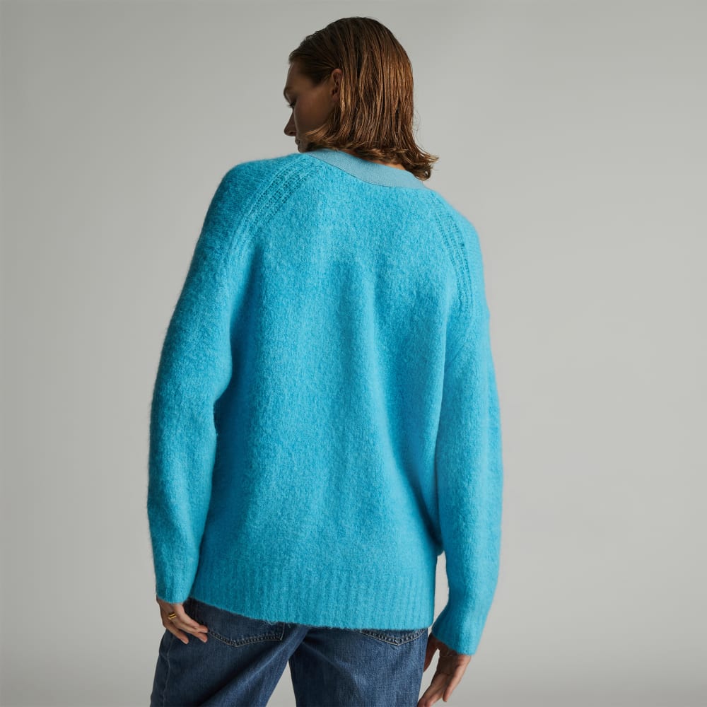 The SuperFuzz Alpaca Oversized Cardigan | Blue Atoll - Image 3