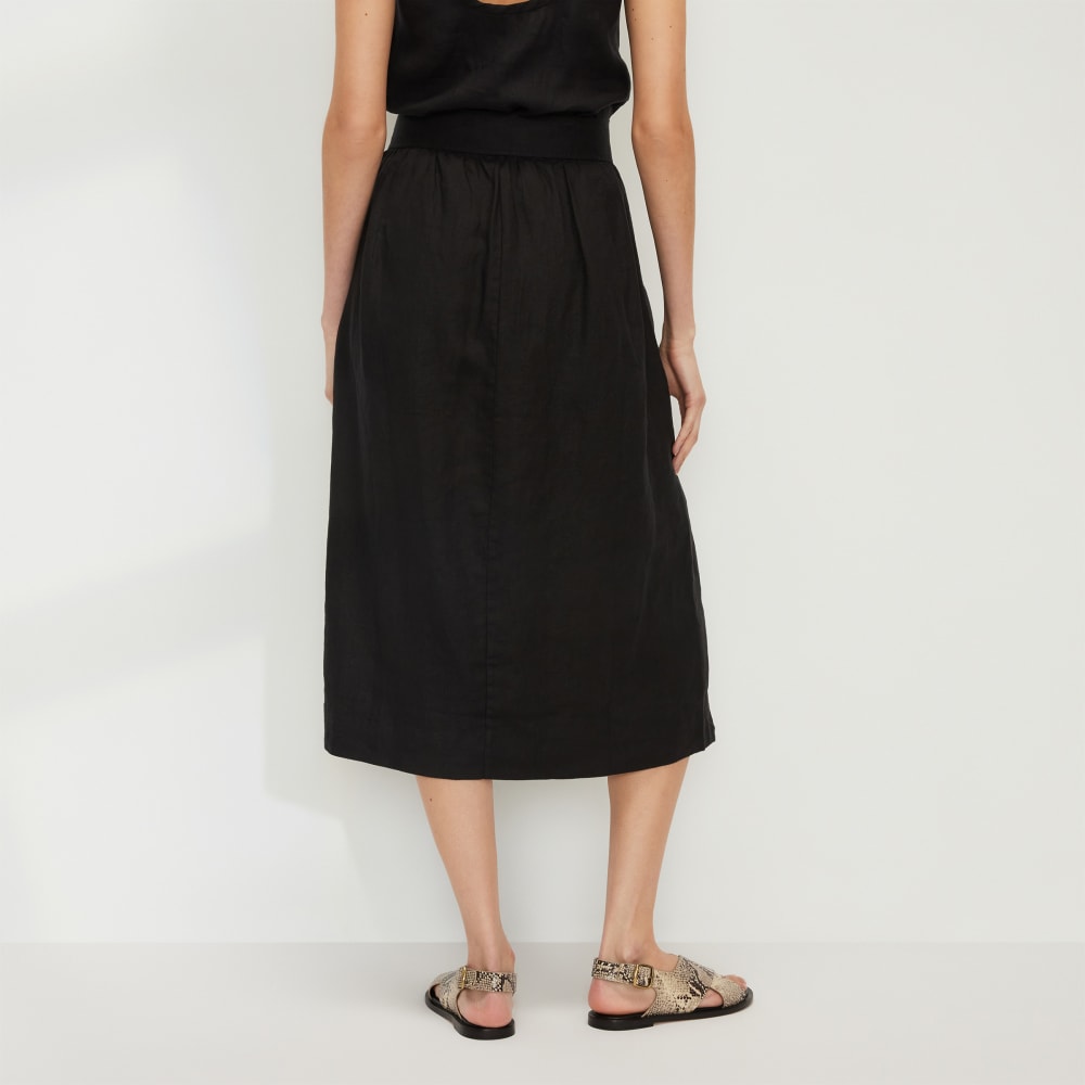 The Linen Wrap Skirt | Black - Image 6
