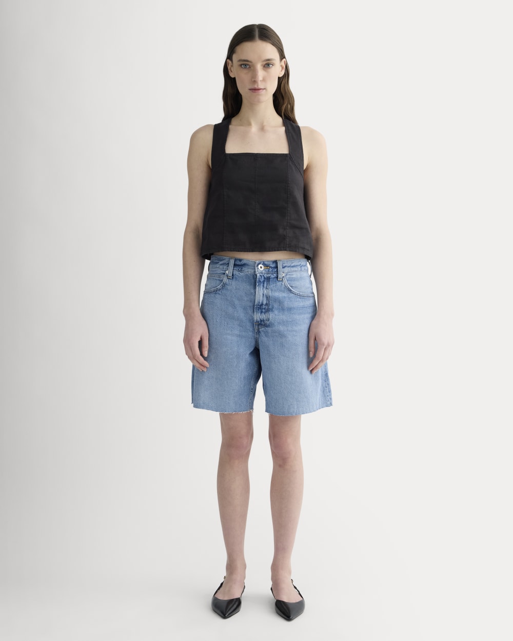 The Crossback Tank in Linen | Black - Image 3