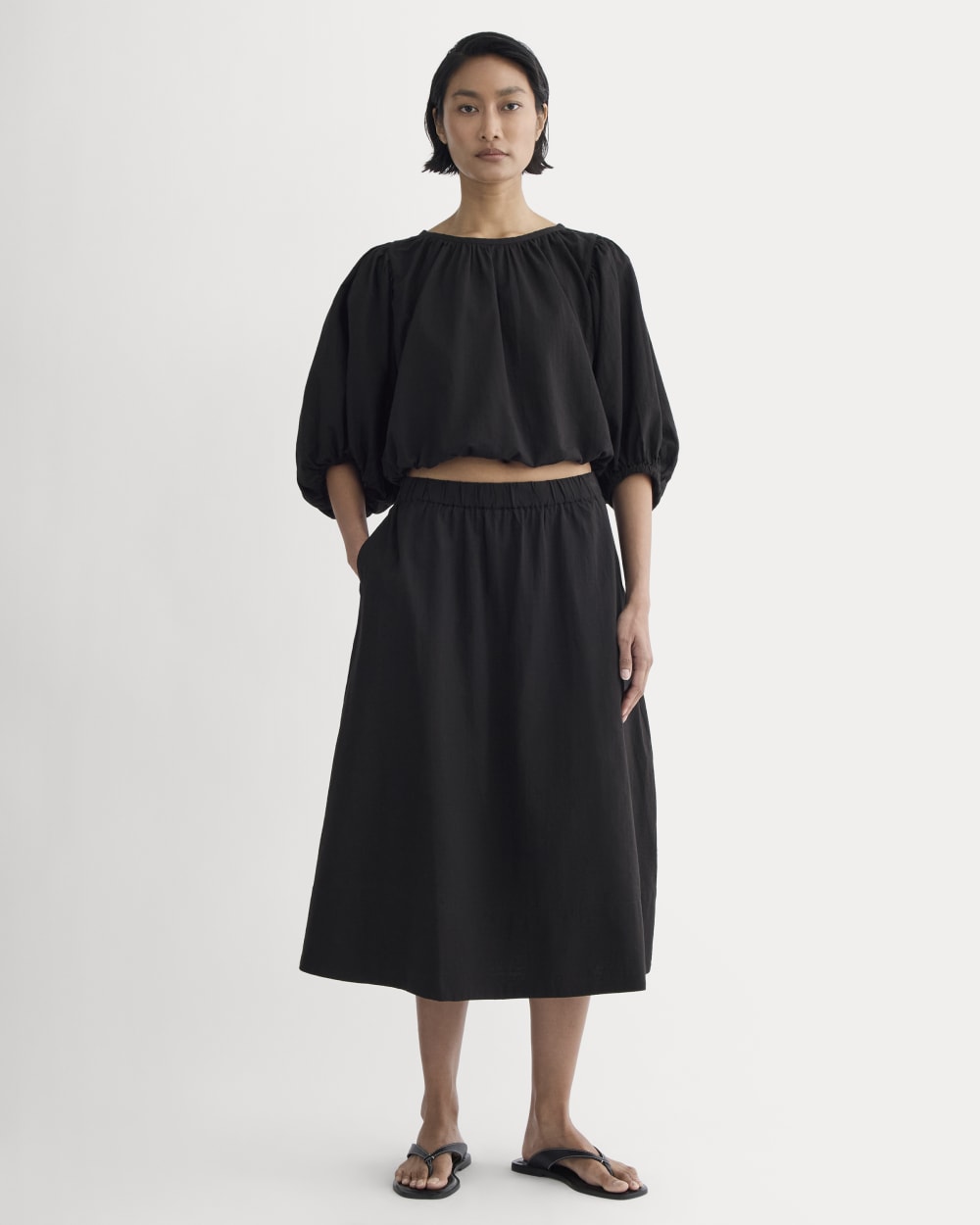 The Gauze Puff-Sleeve Top | Black - Image 2