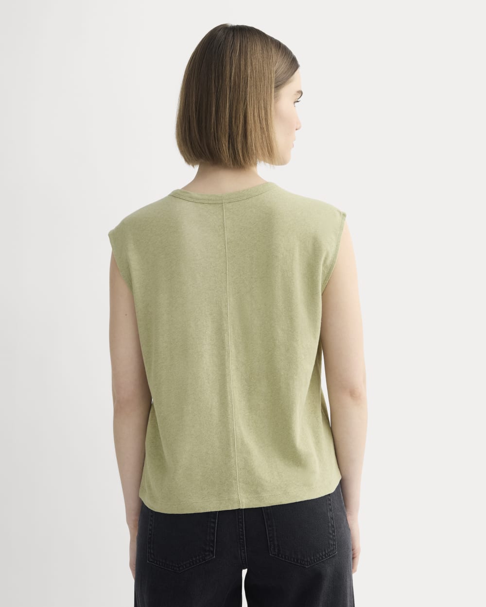 The Muscle Tee in Cotton Linen | Eucalyptus - Image 4