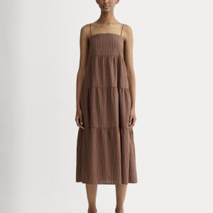 The Gauze Tiered Dress | Carob Brown / Black