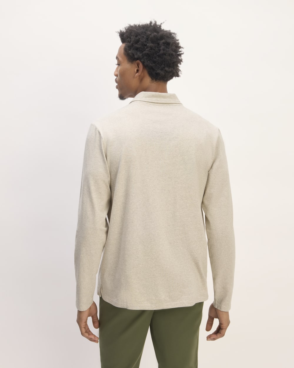 The Premium Weight Long-Sleeve Polo | Heather Oatmeal - Image 6
