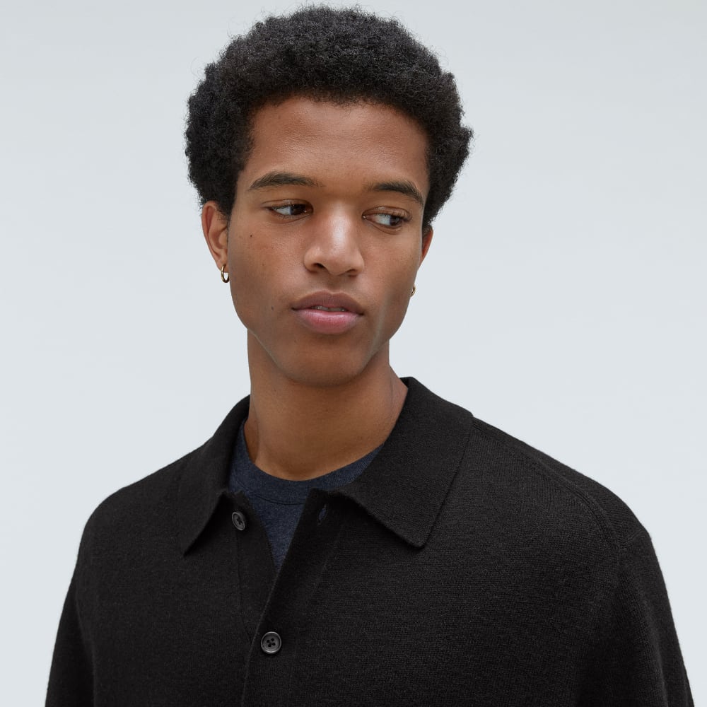 The Merino-Blend Sweater Polo | Black - Image 4