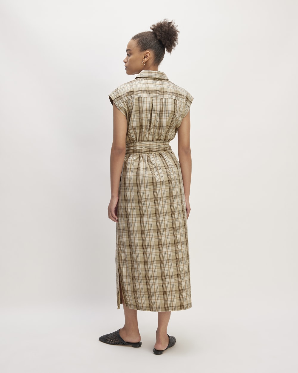The Supima? Cotton Short-Sleeve Shirt Dress | Pale Khaki Plaid - Image 6