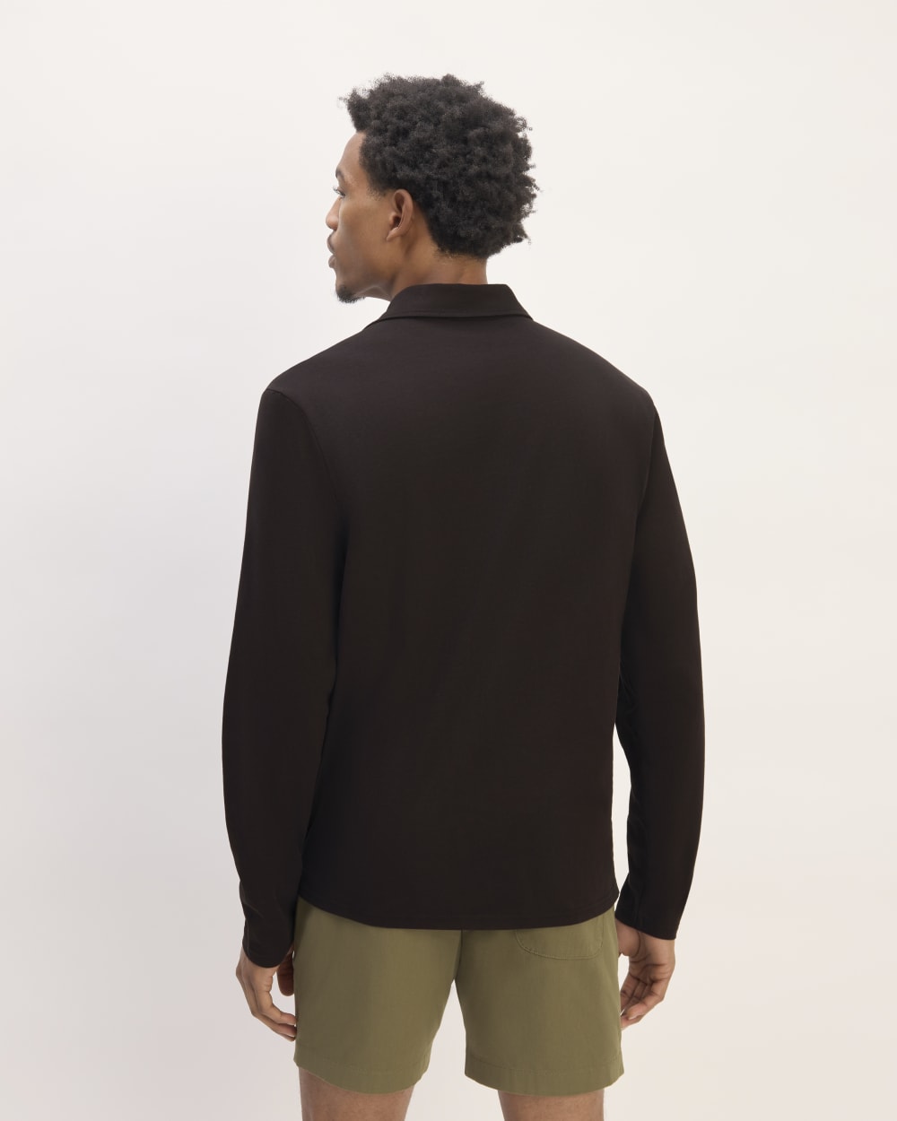 The Premium Weight Long-Sleeve Polo | Black - Image 6