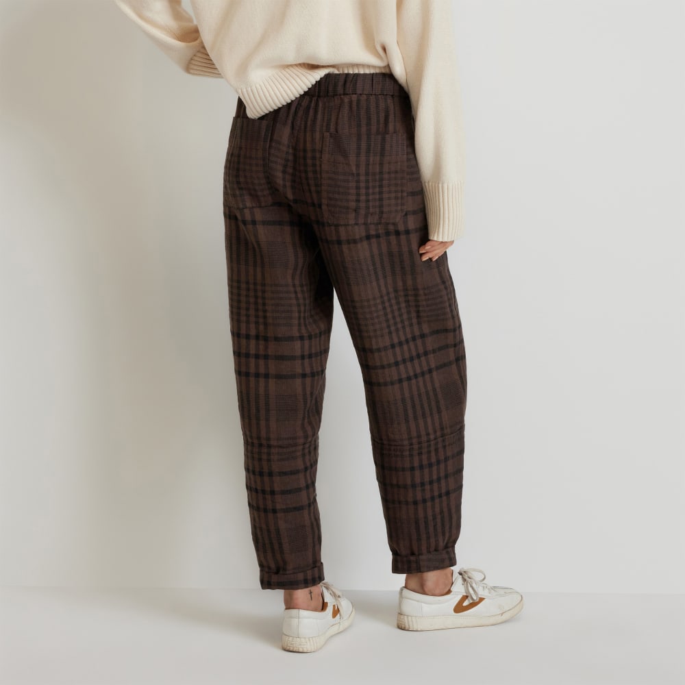 The Linen Pull-On Barrel Pant | Chocolate Brown / Black - Image 3