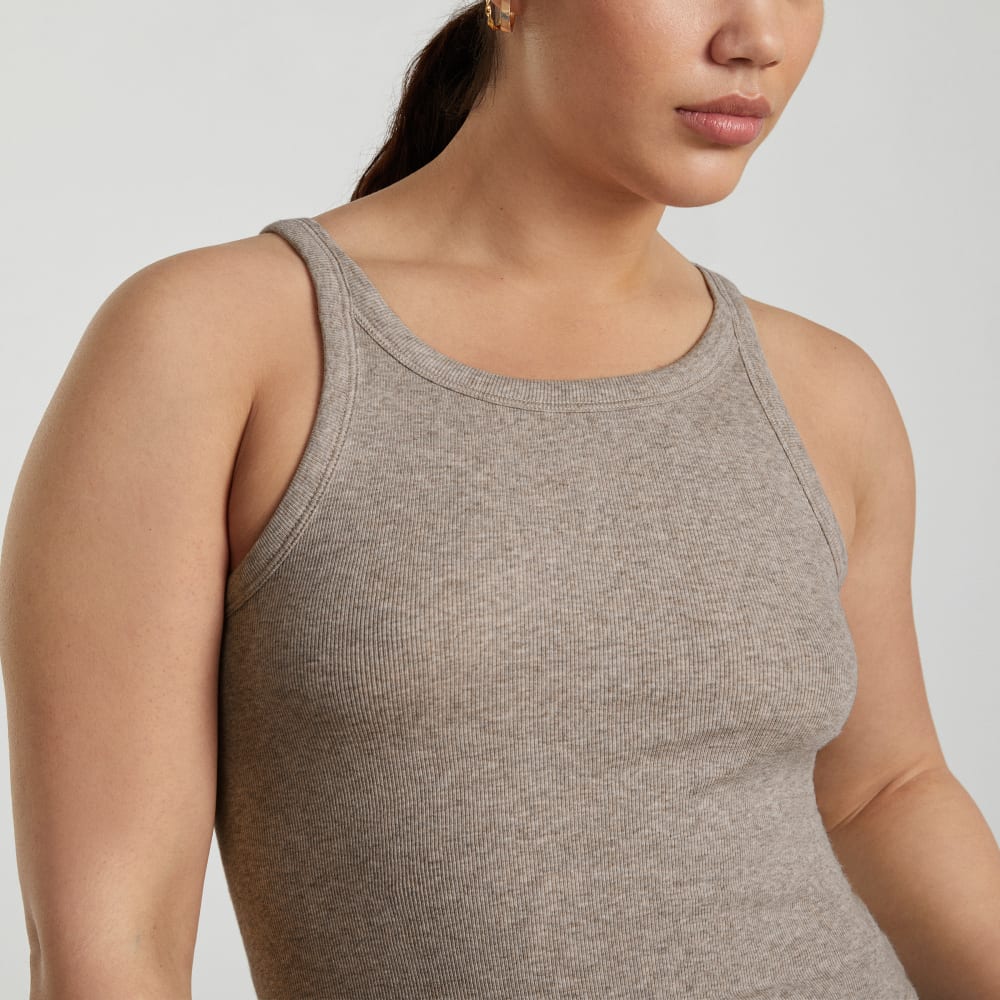 The Pima Micro-Rib Short Tank | Heathered Burnt Sugar - Image 4