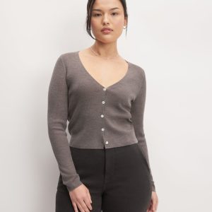 The Cardigan in Ultrasoft Merino | Heather Cocoa