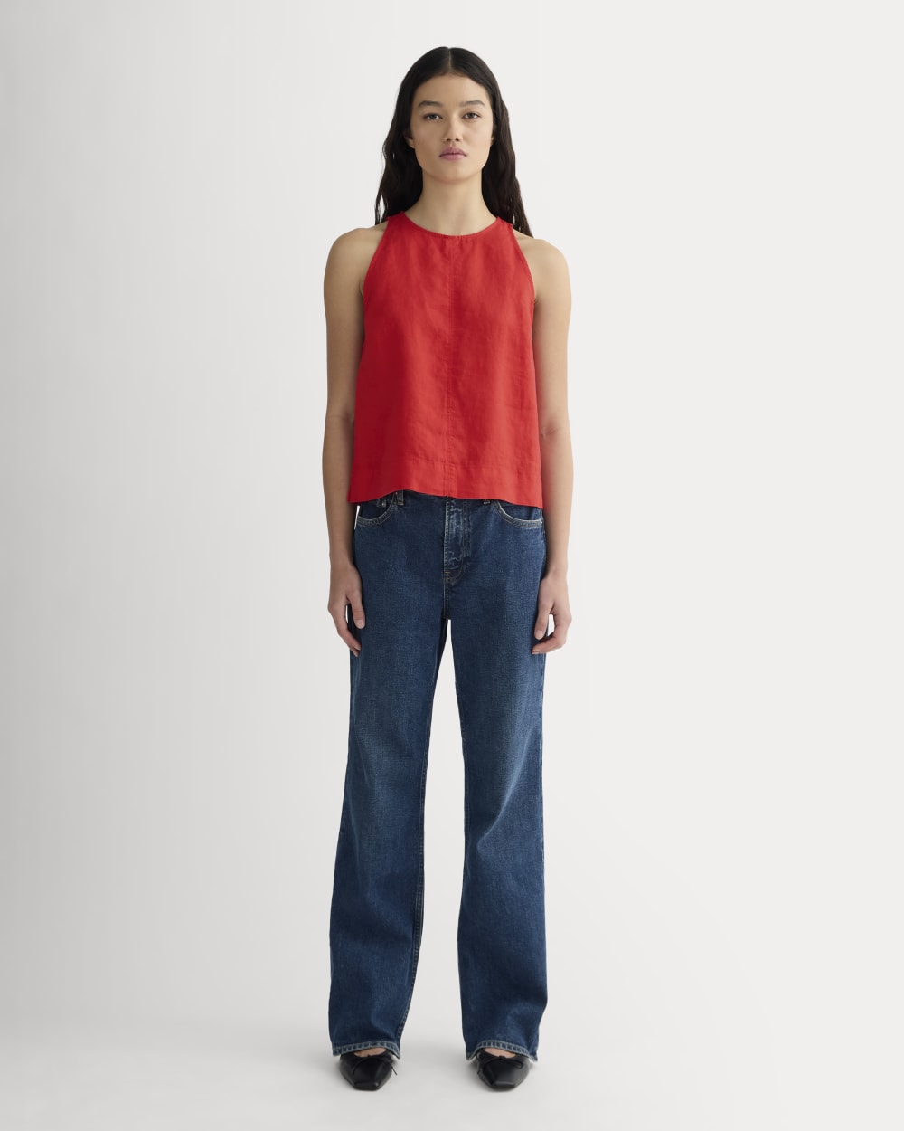 The Linen High-Neck Tank | Classic Red - Image 3