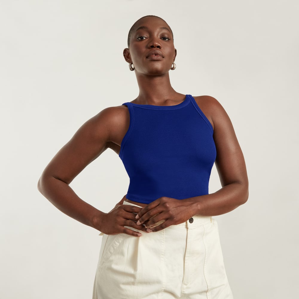 The Pima Micro-Rib Short Tank | Cobalt - Image 6