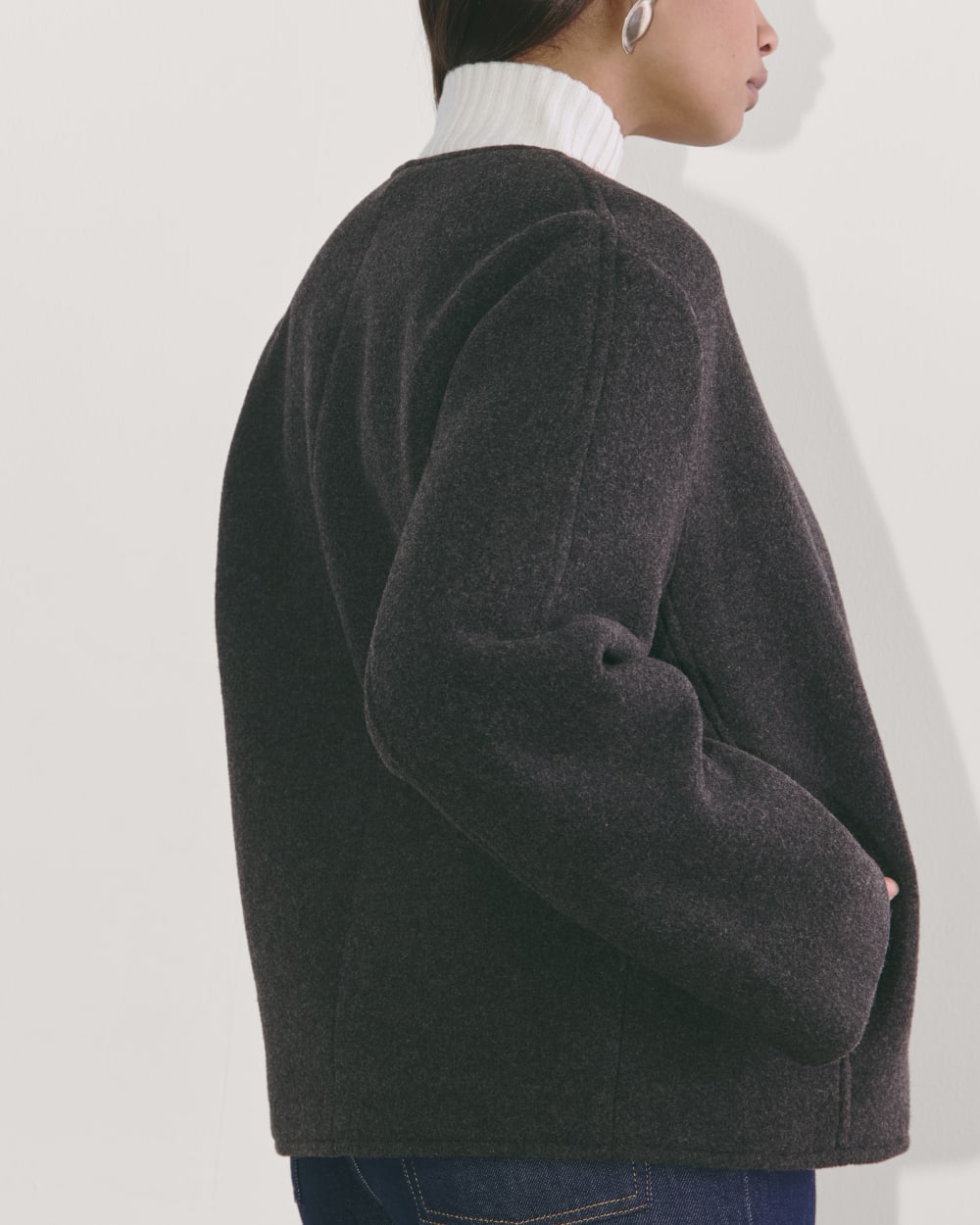 The Cocoon Coat in Wool | Heather Charcoal - Image 6