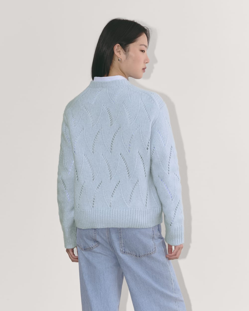 The Pointelle Sweater in Cloud | Chambray Blue - Image 5