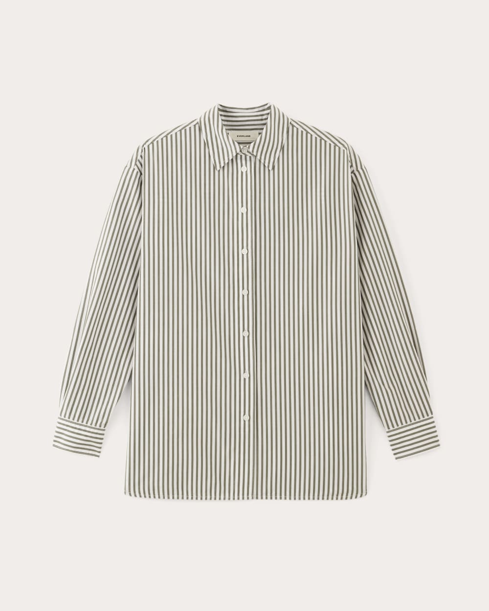The Supima? Cotton Boyfriend Shirt | White / Moss Green - Image 2