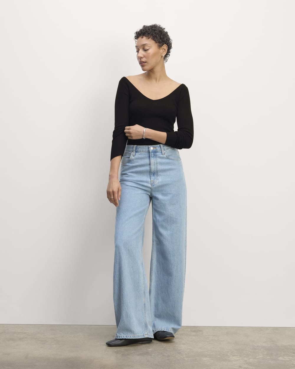 The Off-Shoulder Top in Ultrasoft Merino | Black - Image 3