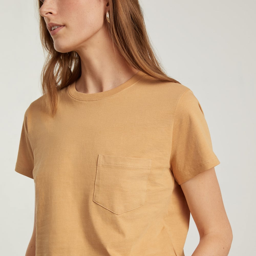 The Box-Cut Tee in Essential Cotton | Iced Coffee | Pocket - Image 5