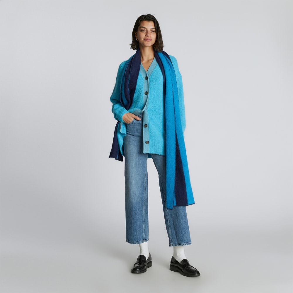 The Alpaca Patterned Scarf | Horizon Blue / Ocean Cavern - Image 6