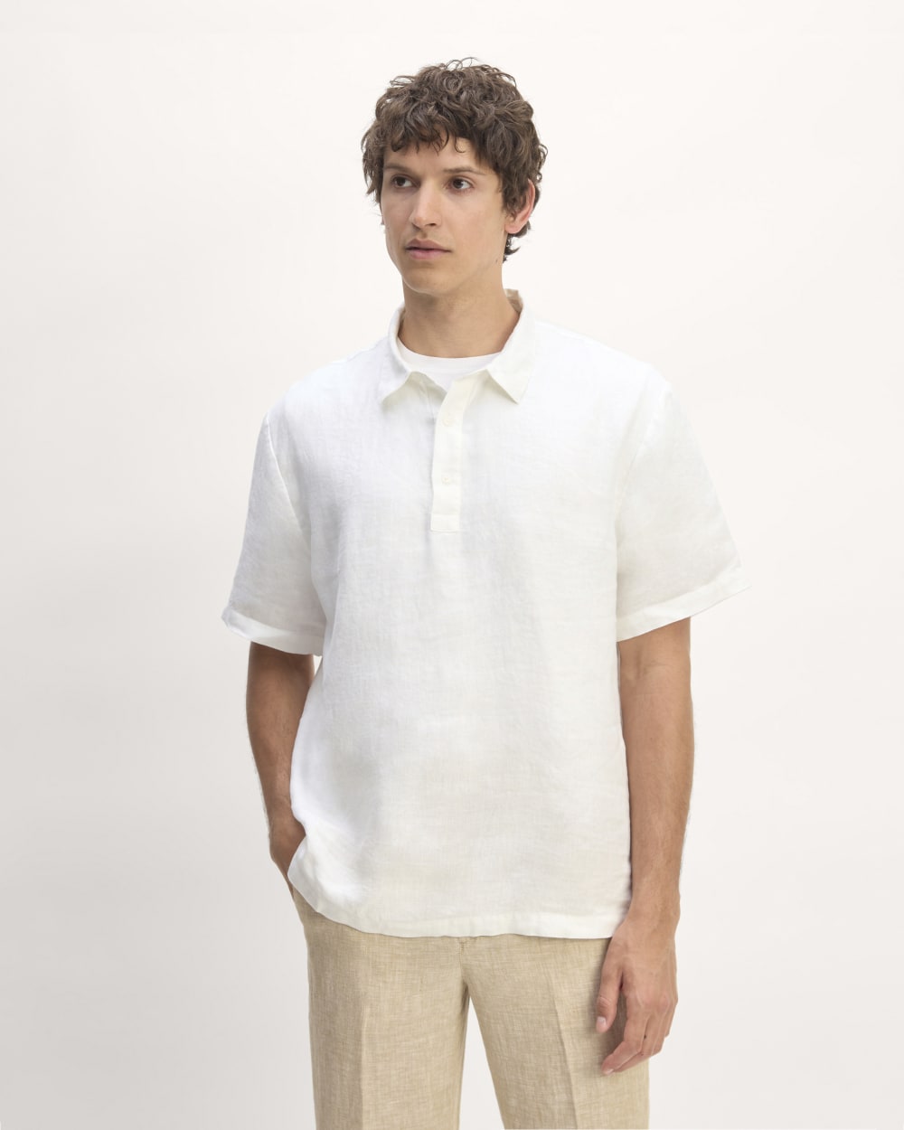 The Linen Short-Sleeve Popover Shirt | White