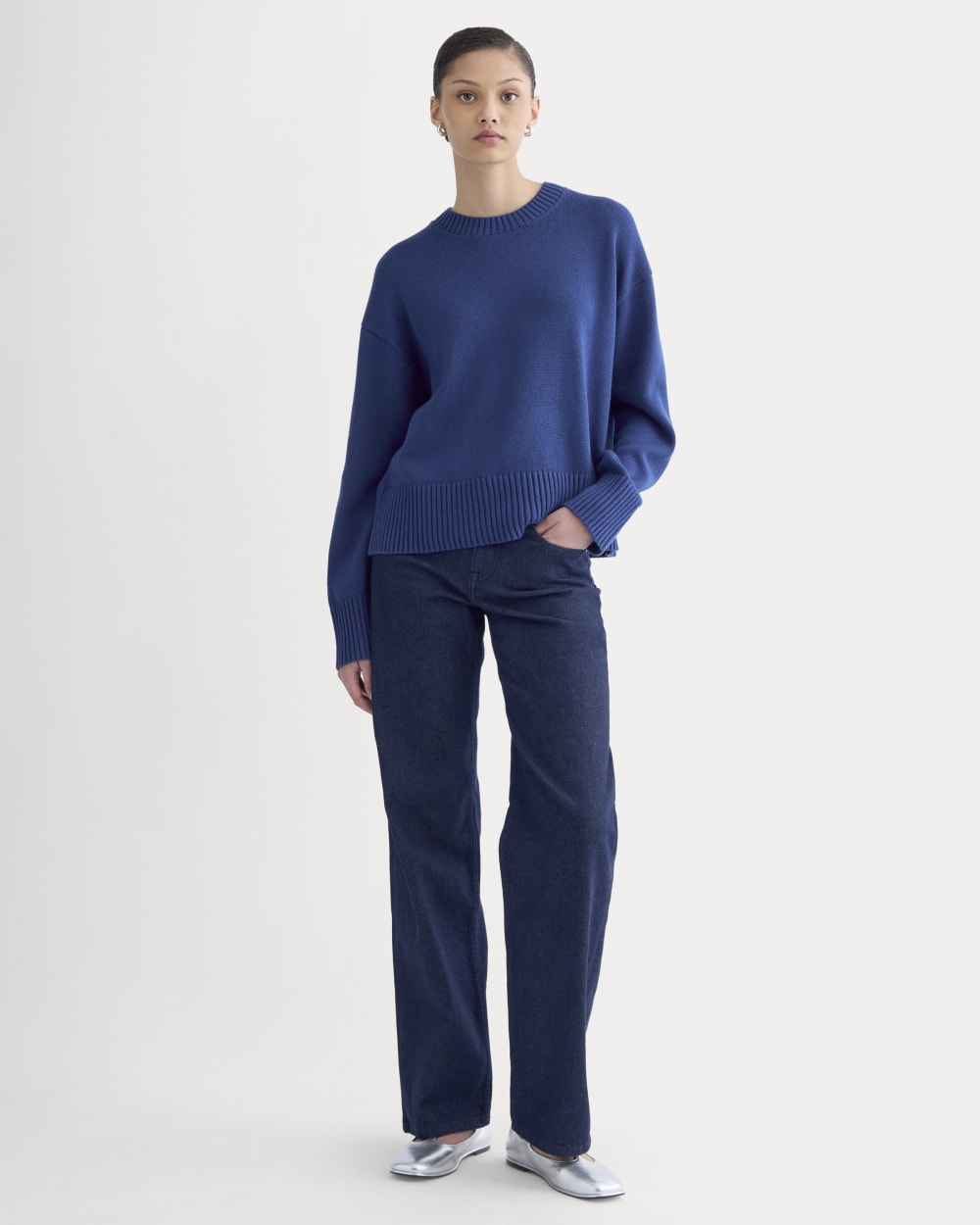 The Boxy Sweater in Everyday Cotton | Deep Lazuli Blue - Image 3