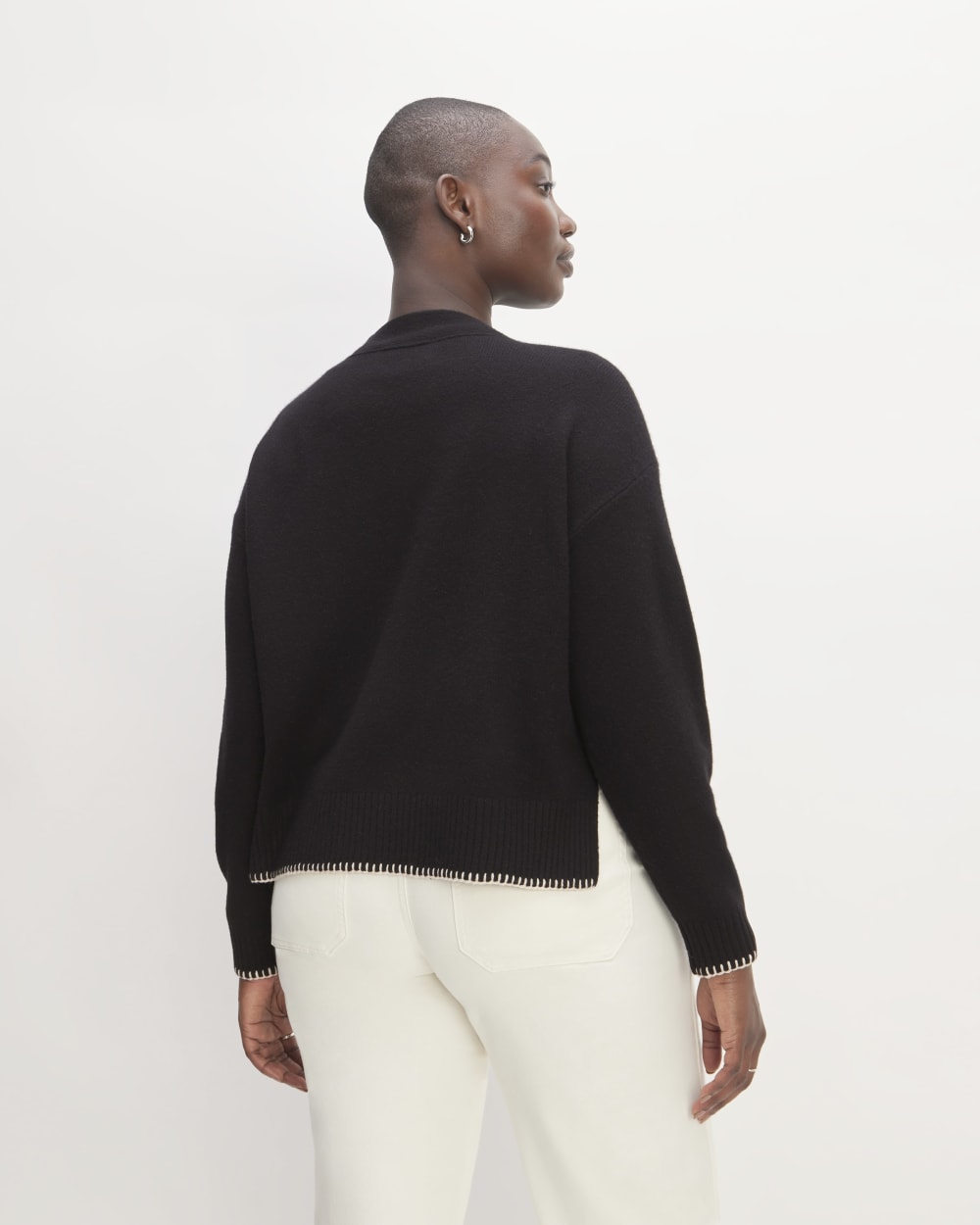 The Good Merino Wool Cardigan | Black / Buttermilk - Image 6