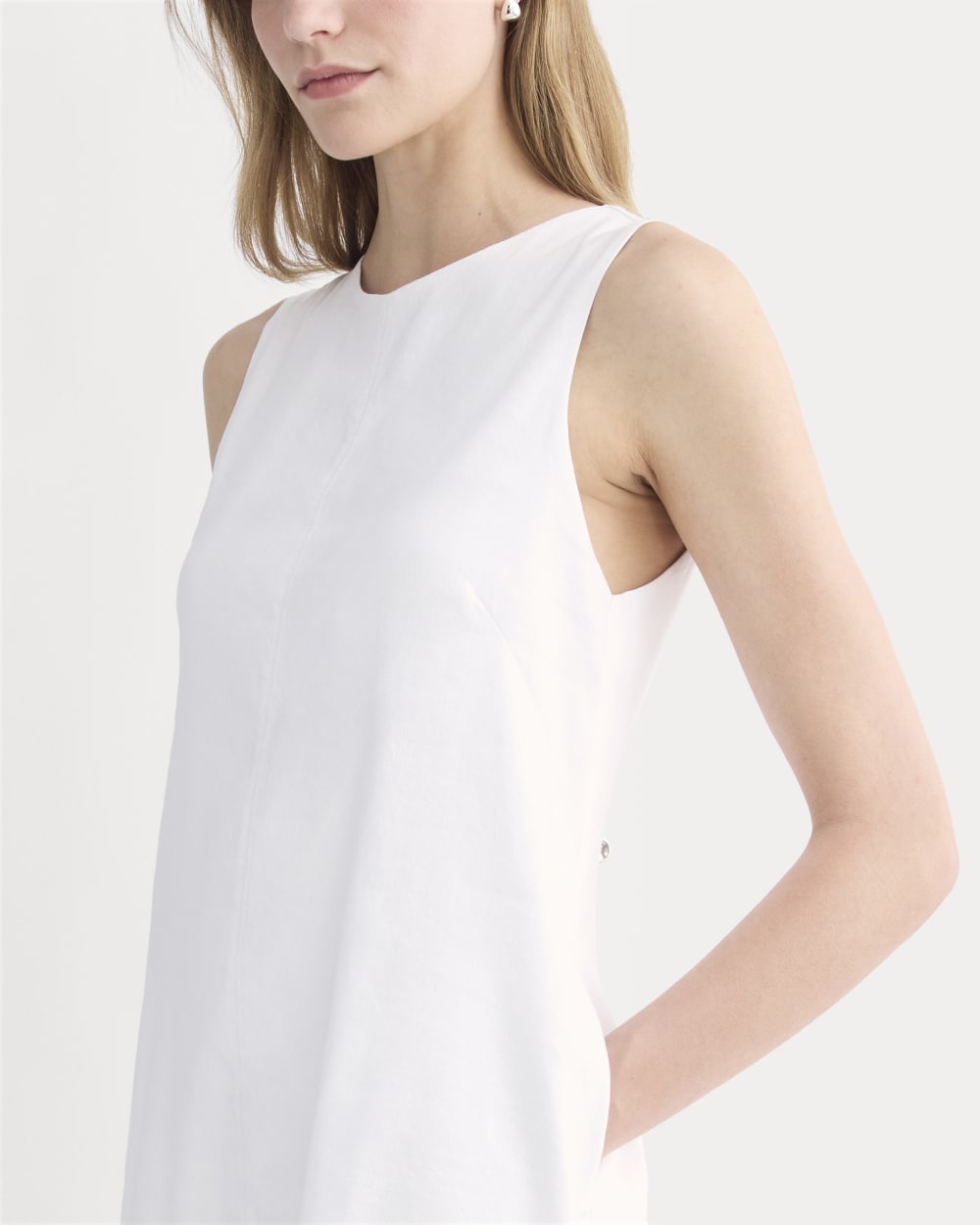 The Shift Dress in Stretch Linen | White - Image 3