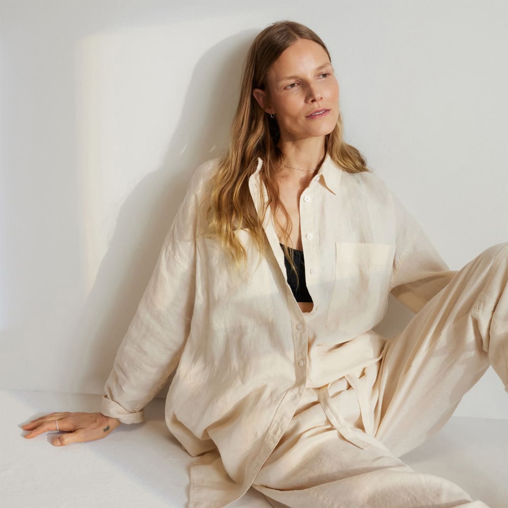 The Way-Long Linen Shirt | Canvas - Image 7