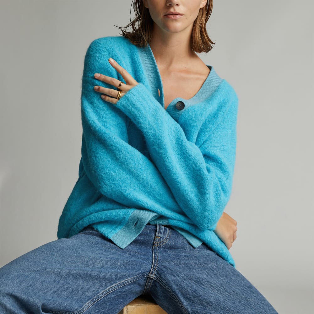 The SuperFuzz Alpaca Oversized Cardigan | Blue Atoll - Image 6