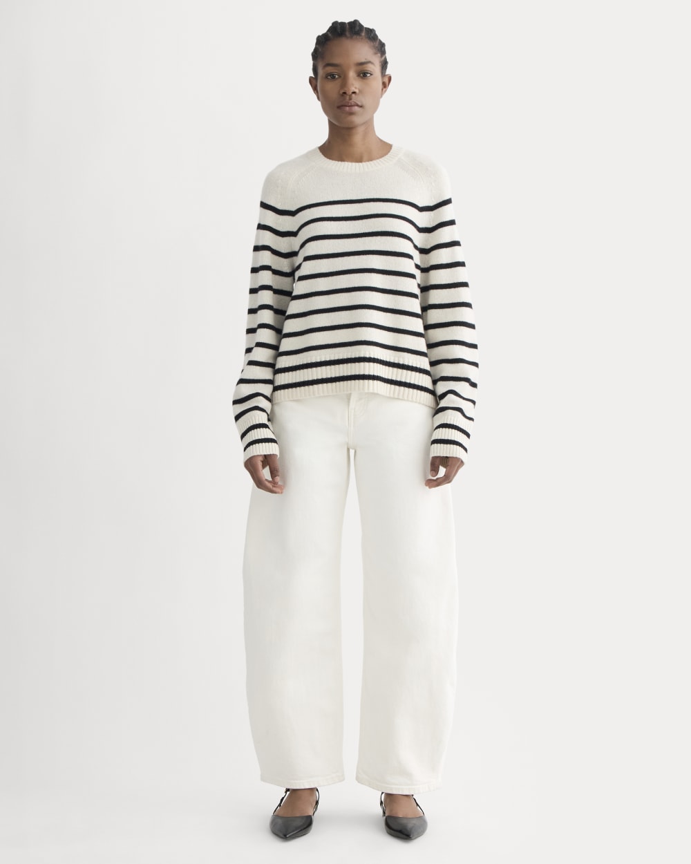 The Boxy Crew in Cashmere | Bone / Black - Image 3